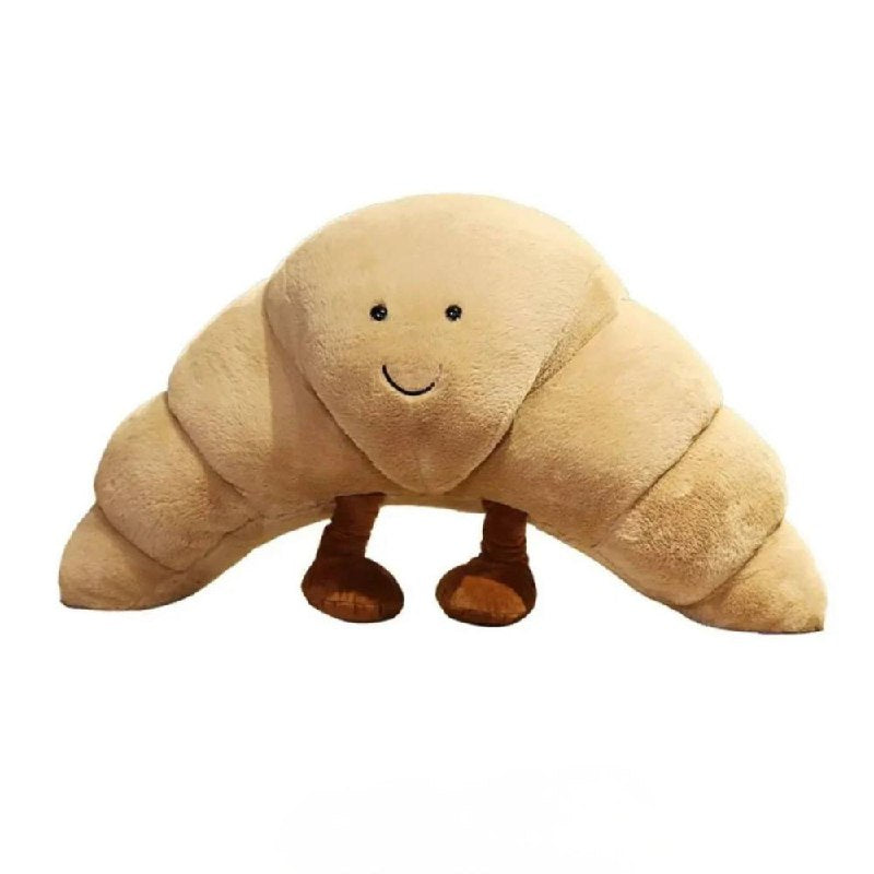 Croissant Plush Pillow, Soft 13-Inch Hug Cushion with Smiling Face
