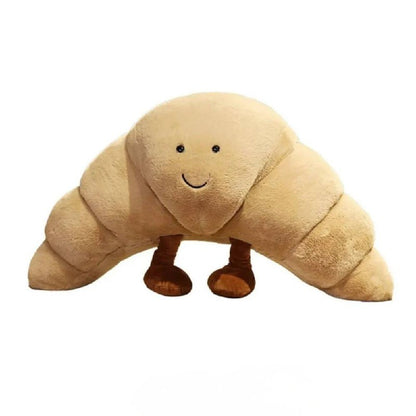Croissant Plush Pillow, Soft 13-Inch Hug Cushion with Smiling Face