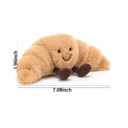 Croissant Plush Pillow, Soft 13-Inch Hug Cushion with Smiling Face