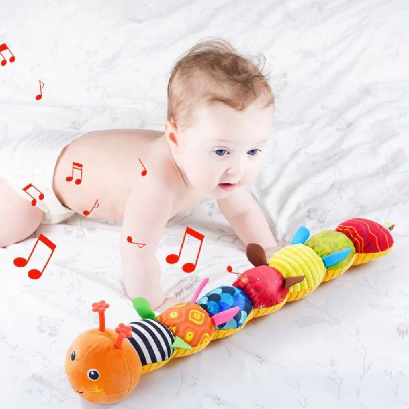 Musical Baby Caterpillar Toy, Interactive Plush for Sensory and Motor Development