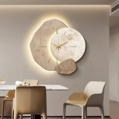 Wooden Wall Clock with Natural Design and Soft LED Light