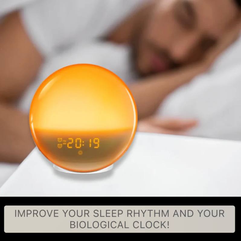 Sunrise Alarm Clock with Sunset Simulation, Bluetooth, App Control, FM Radio and USB Port