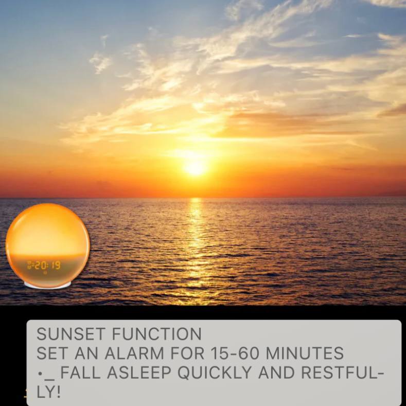 Sunrise Alarm Clock with Sunset Simulation, Bluetooth, App Control, FM Radio and USB Port