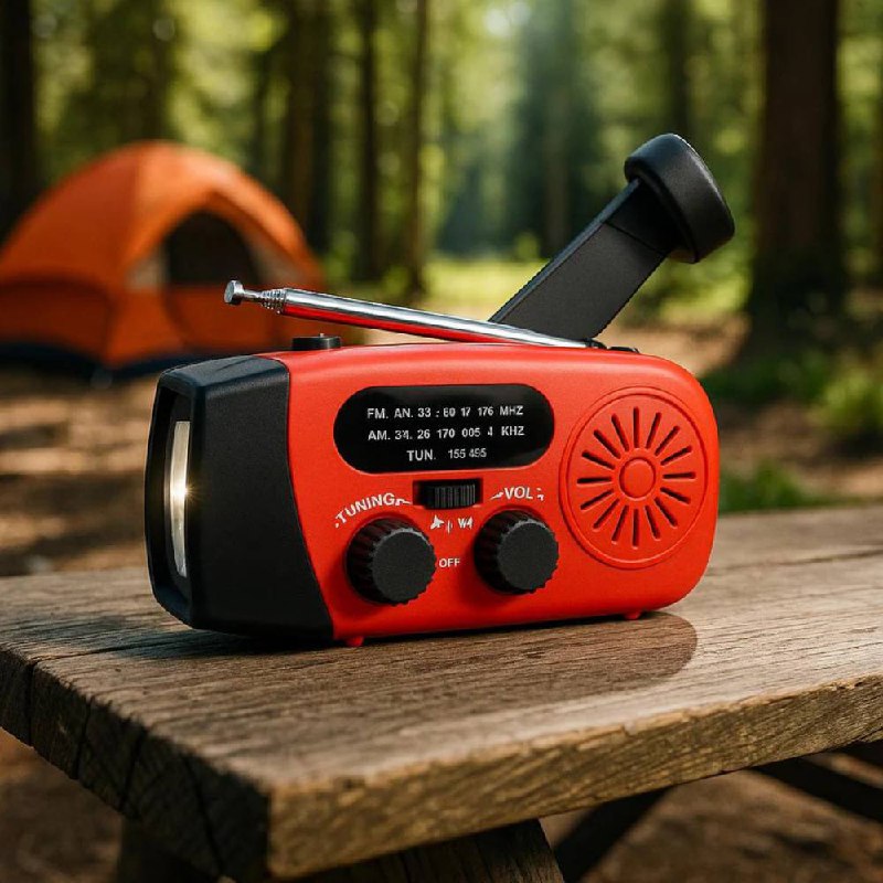 Emergency Hand Crank Radio with Flashlight, Portable AM FM WB Radio with Rechargeable Battery and LED Light