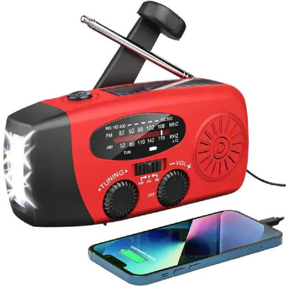 Emergency Hand Crank Radio with Flashlight, Portable AM FM WB Radio with Rechargeable Battery and LED Light