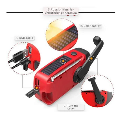 Emergency Hand Crank Radio with Flashlight, Portable AM FM WB Radio with Rechargeable Battery and LED Light