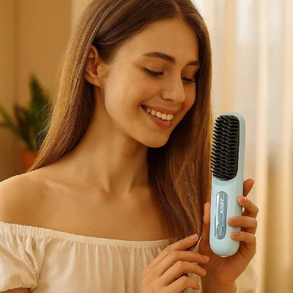 Electric Hair Straightening Brush, Fast and Gentle Styling with Anti-Frizz Ceramic Technology