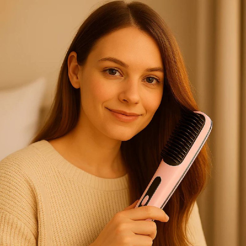 Electric Hair Straightening Brush, Fast and Gentle Styling with Anti-Frizz Ceramic Technology