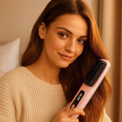 Electric Hair Straightening Brush, Fast and Gentle Styling with Anti-Frizz Ceramic Technology