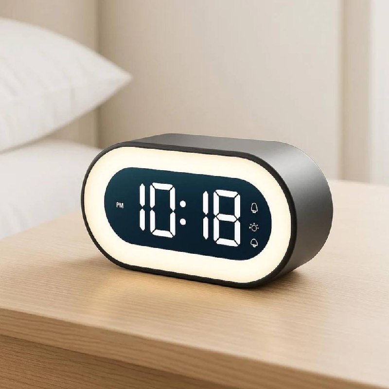 Digital LED Alarm Clock with Night Light, Music Alarm, Snooze and Dimmable Brightness
