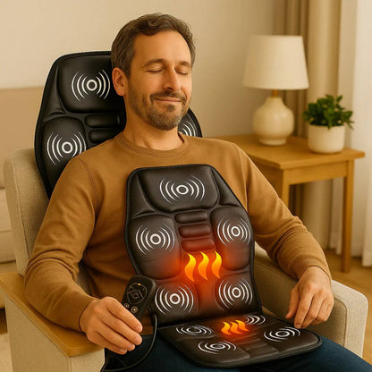 Heated Massage Seat Cushion with Remote Control, Vibration and Heat for Back, Neck and Hips, 5 Massage Zones