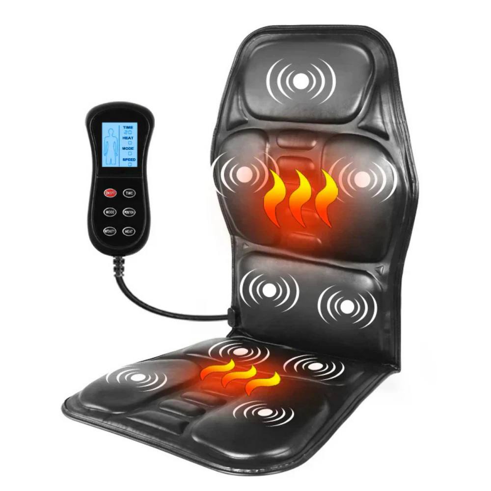 Heated Massage Seat Cushion with Remote Control, Vibration and Heat for Back, Neck and Hips, 5 Massage Zones