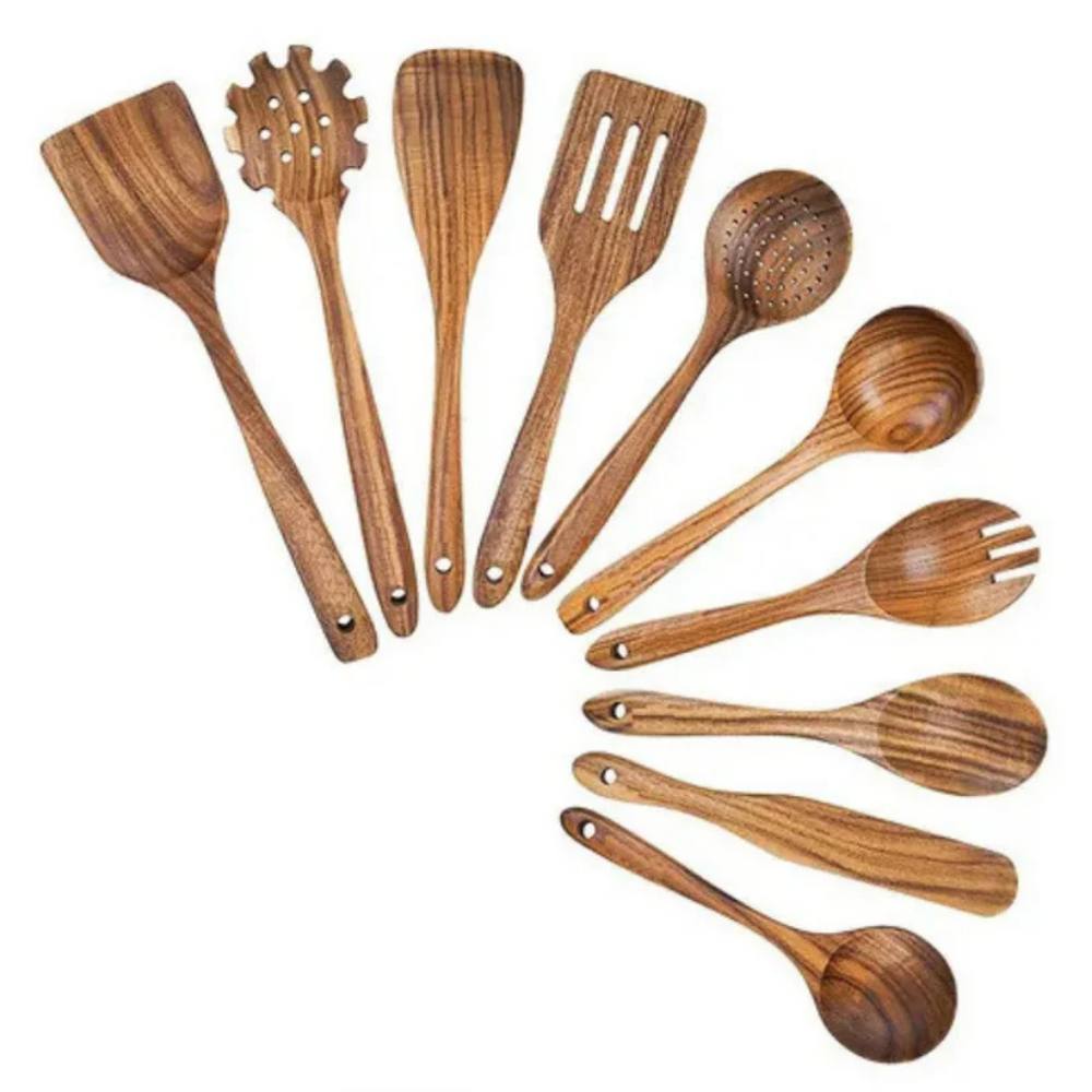 Acacia Wood Kitchen Utensil Set, Natural Stylish and Durable