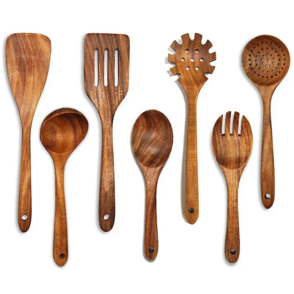 Acacia Wood Kitchen Utensil Set, Natural Stylish and Durable