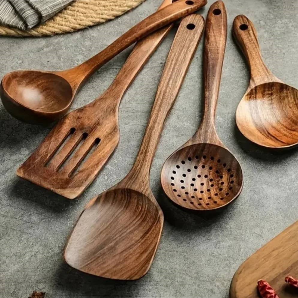 Acacia Wood Kitchen Utensil Set, Natural Stylish and Durable