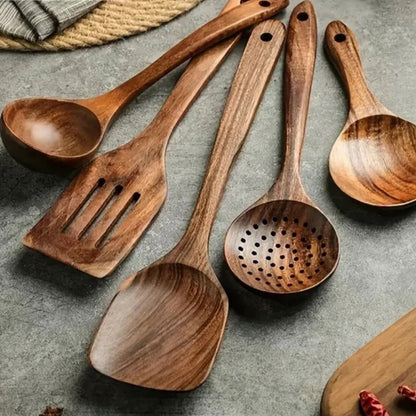 Acacia Wood Kitchen Utensil Set, Natural Stylish and Durable
