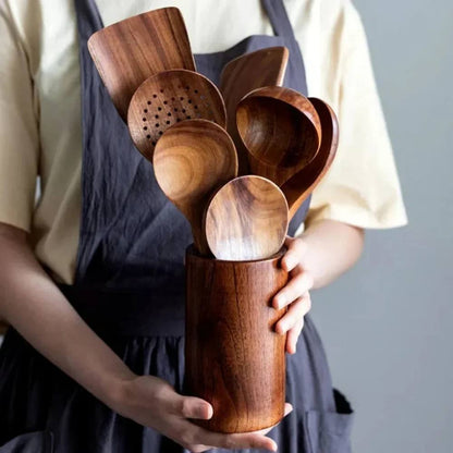 Acacia Wood Kitchen Utensil Set, Natural Stylish and Durable