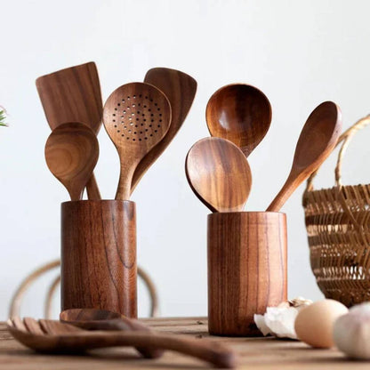 Acacia Wood Kitchen Utensil Set, Natural Stylish and Durable