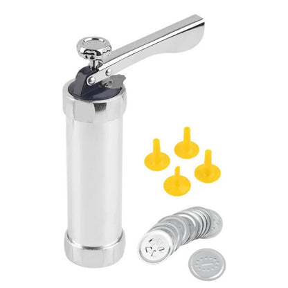 Cookie and Pastry Press Aluminum with 20 Decorating Discs and 4 Nozzles