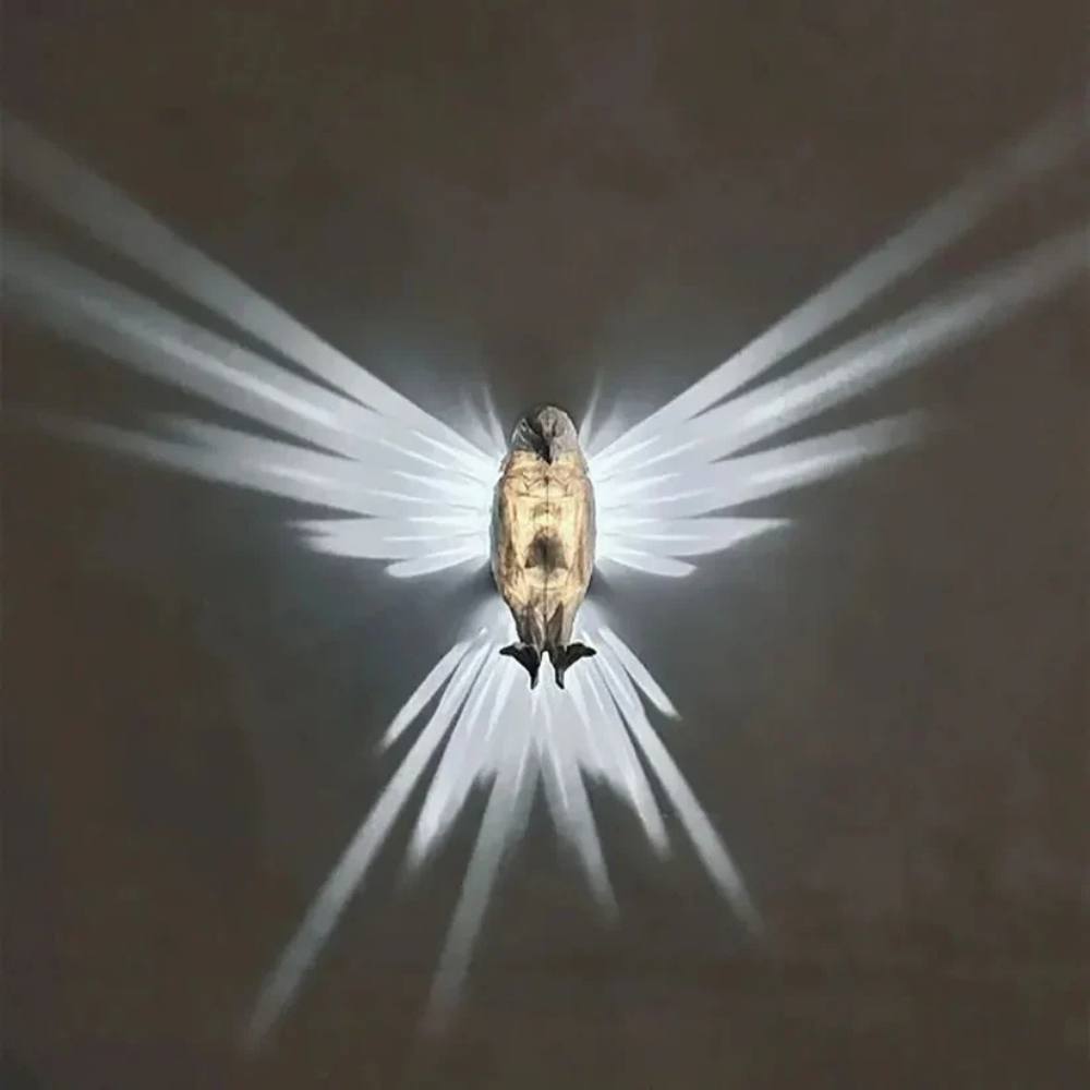 LED Wall Lamp Bird Design, 3D Light Effect with Wing Projection for Decorative Interior Lighting