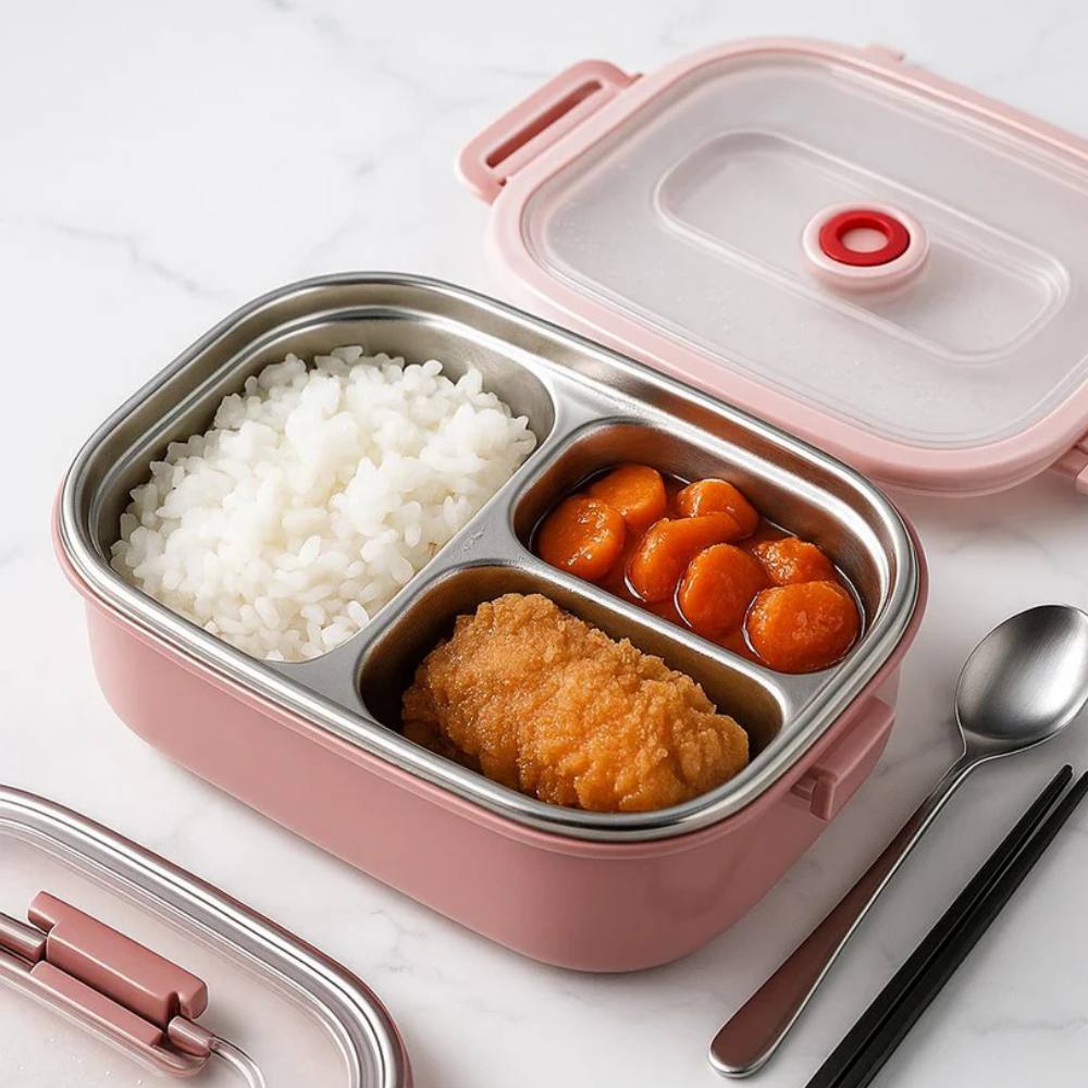Thermal Lunch Box with Stainless Steel Insert, Leakproof and Multi Compartment Design