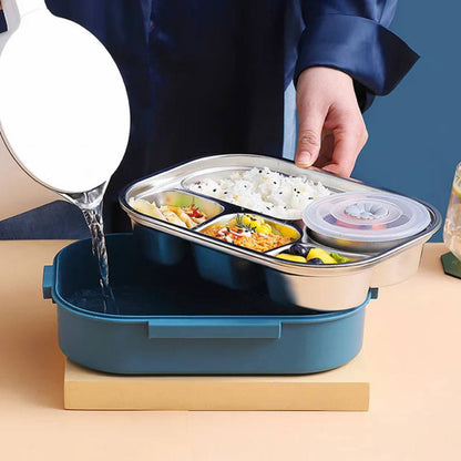 Thermal Lunch Box with Stainless Steel Insert, Leakproof and Multi Compartment Design