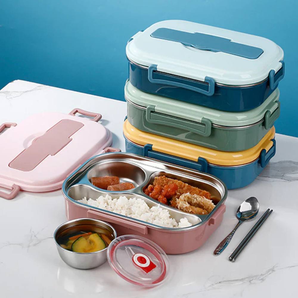Thermal Lunch Box with Stainless Steel Insert, Leakproof and Multi Compartment Design