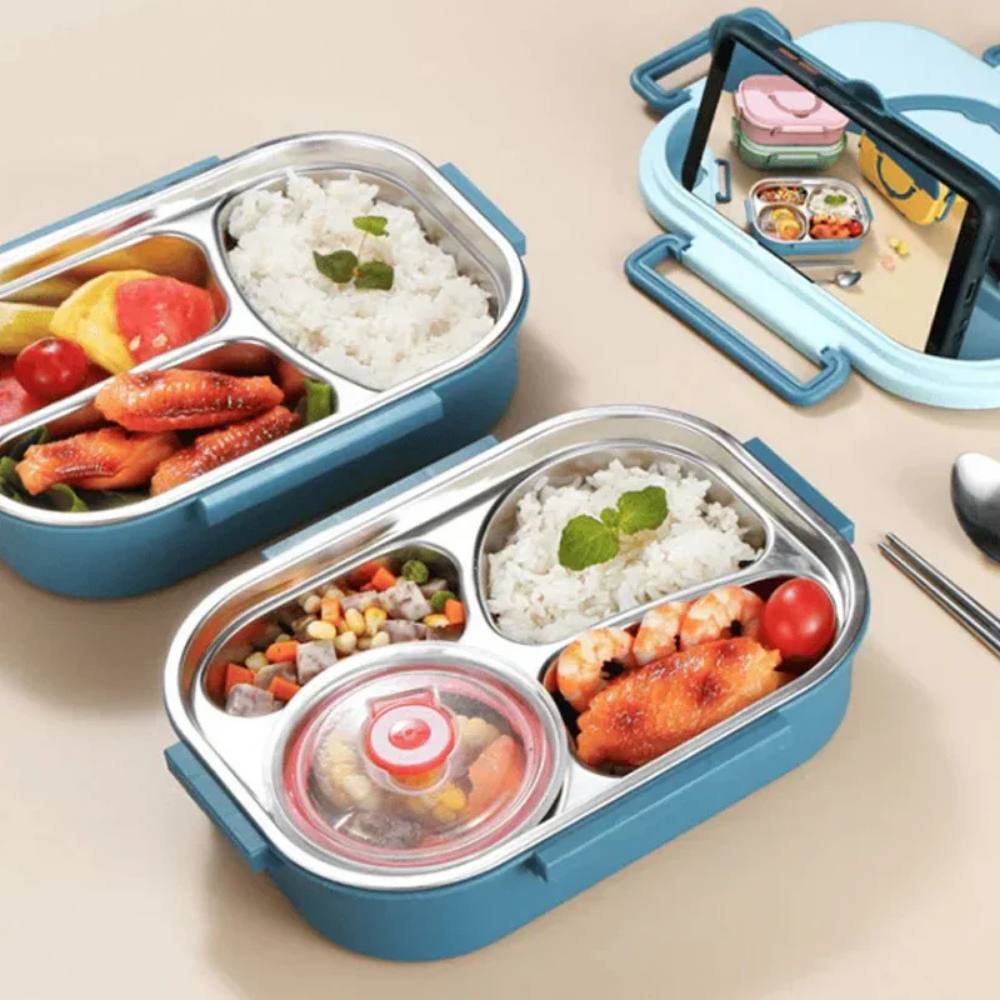 Thermal Lunch Box with Stainless Steel Insert, Leakproof and Multi Compartment Design