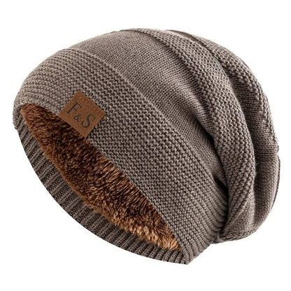 Winter Slouch Beanie for Men, Warm Acrylic Knit Hat for Cold Days