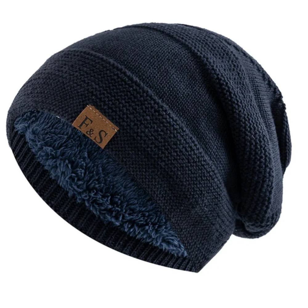 Winter Slouch Beanie for Men, Warm Acrylic Knit Hat for Cold Days