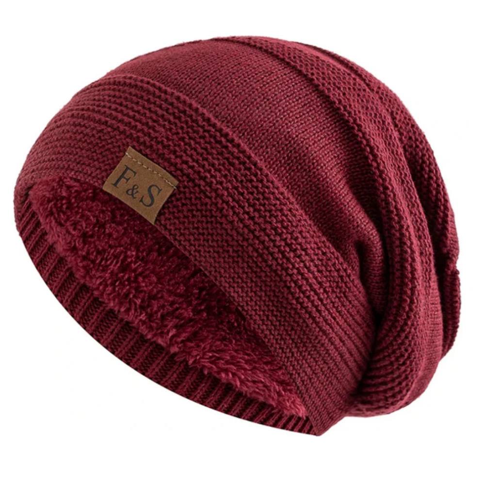 Winter Slouch Beanie for Men, Warm Acrylic Knit Hat for Cold Days