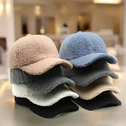 Adjustable Teddy Fabric Cap for Cold Months, Casual Fall and Winter Hat