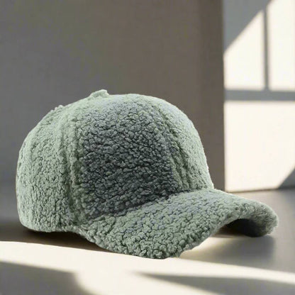 Adjustable Teddy Fabric Cap for Cold Months, Casual Fall and Winter Hat