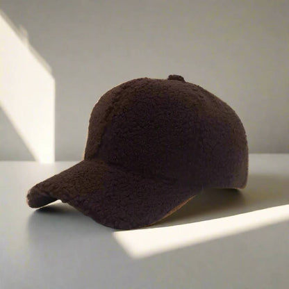 Adjustable Teddy Fabric Cap for Cold Months, Casual Fall and Winter Hat