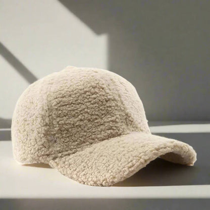 Adjustable Teddy Fabric Cap for Cold Months, Casual Fall and Winter Hat