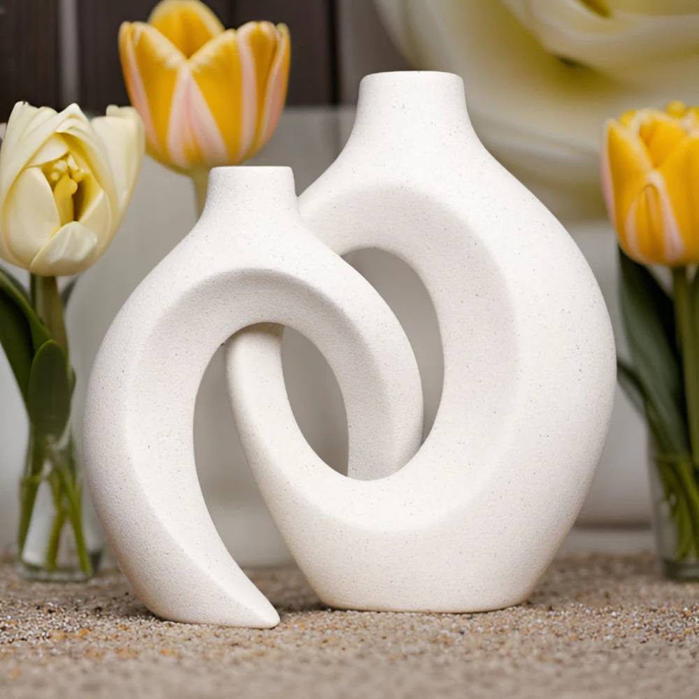 Ceramic Woven Flower Vase, Stylish Vase for Floral Arrangements