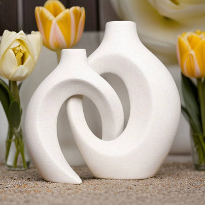 Ceramic Woven Flower Vase, Stylish Vase for Floral Arrangements