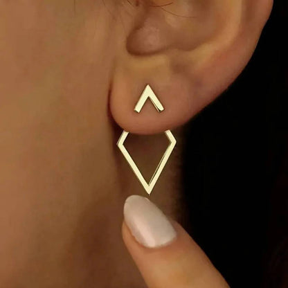 Minimalist Geometric Earrings Diamond and Arrow Shape, Gold or Silver