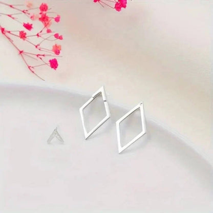 Minimalist Geometric Earrings Diamond and Arrow Shape, Gold or Silver