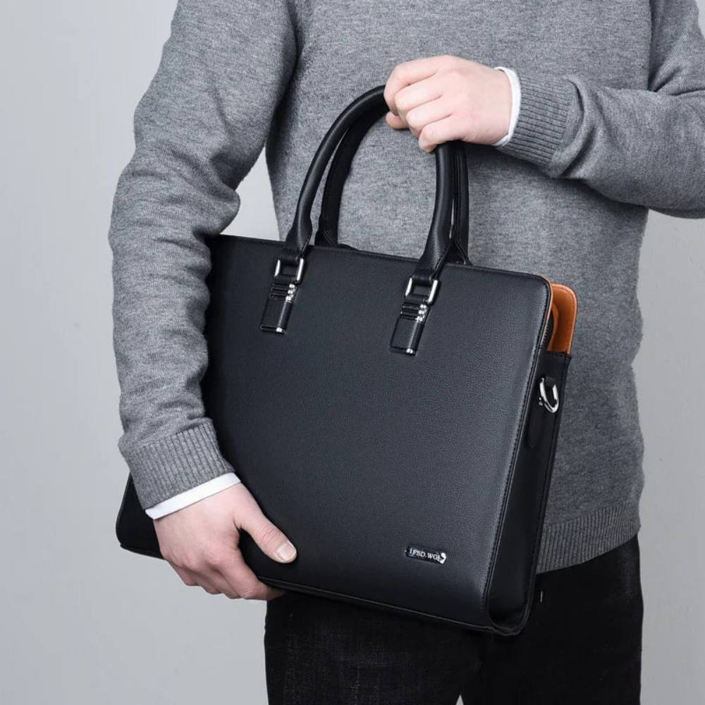 Leather Laptop Bag for Men with Adjustable Shoulder Strap, Spacious and Stylish for 14 to 15 Inch Laptops