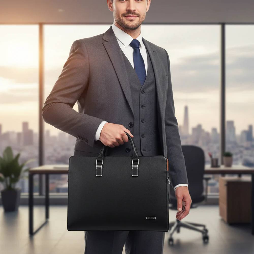 Leather Laptop Bag for Men with Adjustable Shoulder Strap, Spacious and Stylish for 14 to 15 Inch Laptops