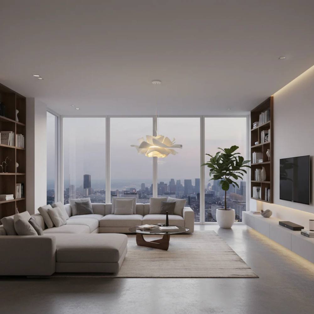 Flower Shaped Pendant Light, Dimmable Indoor Lighting for Living Room and Bedroom