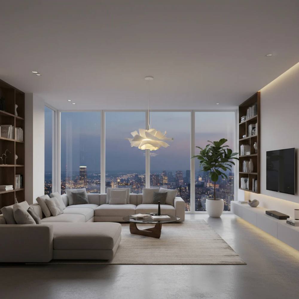 Flower Shaped Pendant Light, Dimmable Indoor Lighting for Living Room and Bedroom