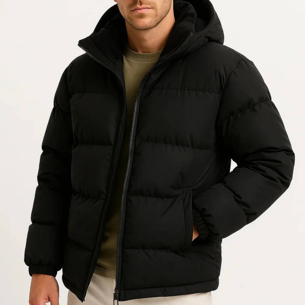 Mens Lightweight Puffer Jacket with Hood for Winter
