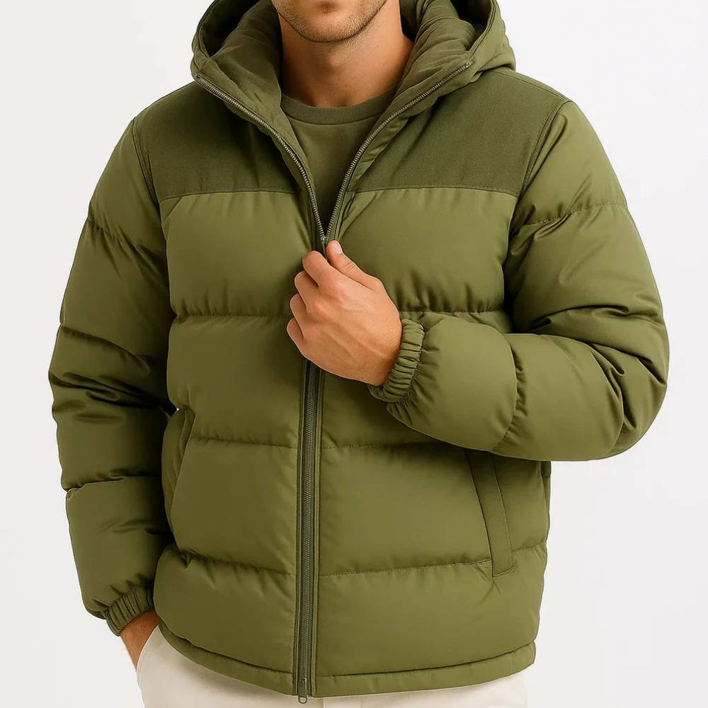 Mens Lightweight Puffer Jacket with Hood for Winter