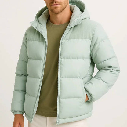 Mens Lightweight Puffer Jacket with Hood for Winter