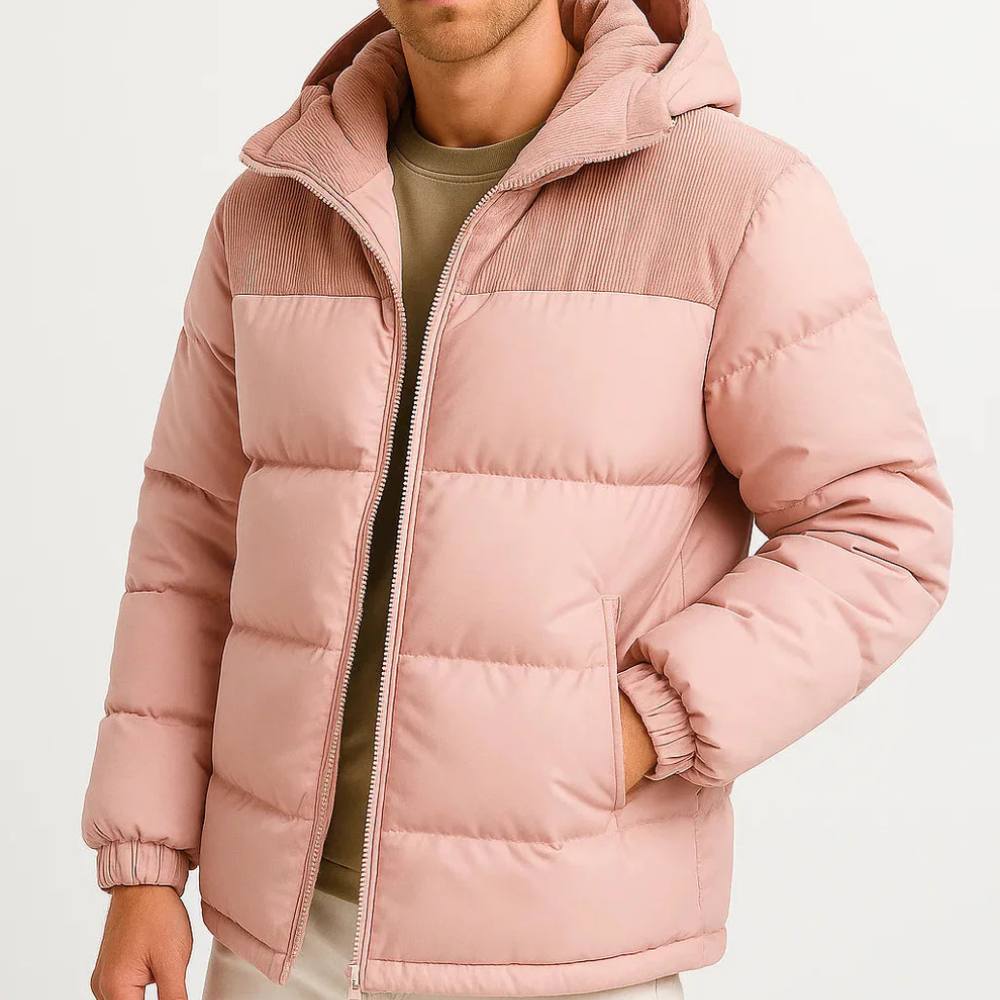 Mens Lightweight Puffer Jacket with Hood for Winter