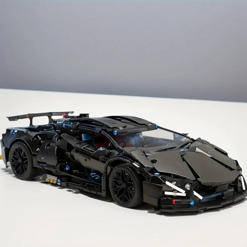 Black Supercar Building Block Set for Adults and Teenagers, 1288-Piece Model