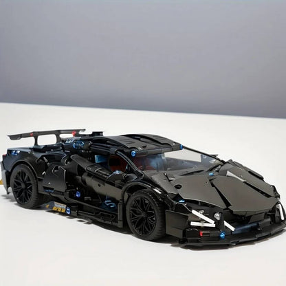 Black Supercar Building Block Set for Adults and Teenagers, 1288-Piece Model