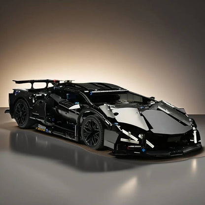 Black Supercar Building Block Set for Adults and Teenagers, 1288-Piece Model